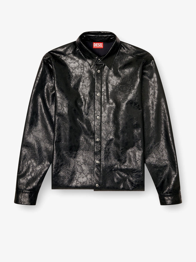 Diesel S-Simply-Qmbu Faux-Leather Shirt Nero