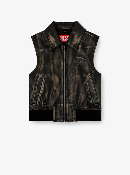 Diesel G-Inko Faux Leather Sleeveless Jacket Nero