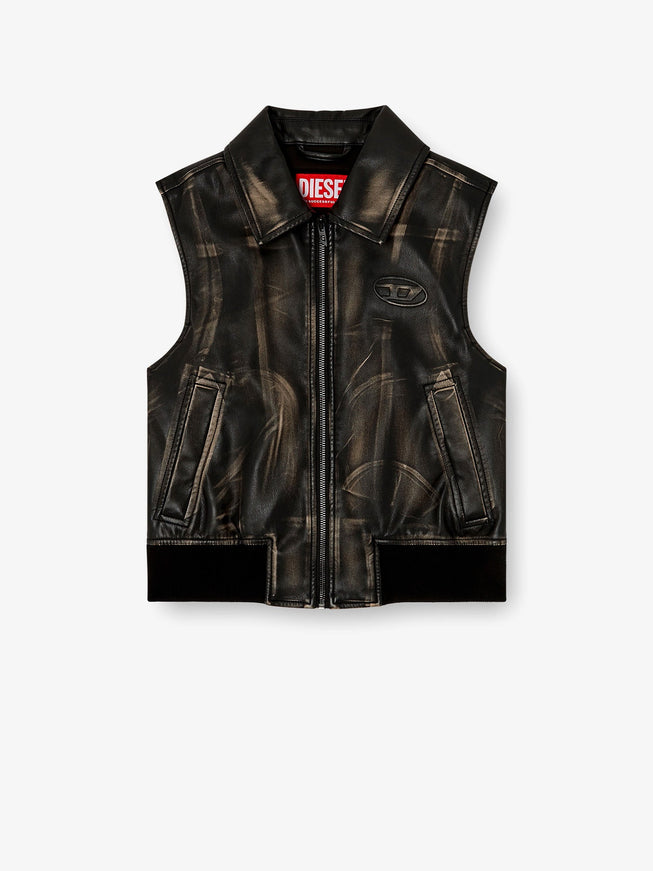 Diesel G-Inko Faux Leather Sleeveless Jacket Nero