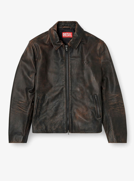 Diesel L-Amar-Wrd Leather Jacket Marrone