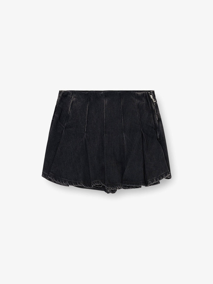 Diesel De-Rox Pleated Denim Shorts Nero
