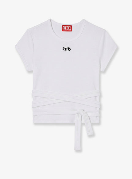 Diesel T-Bunny-Tail-S1 Cotton T-Shirt With Tie Bands Bianco
