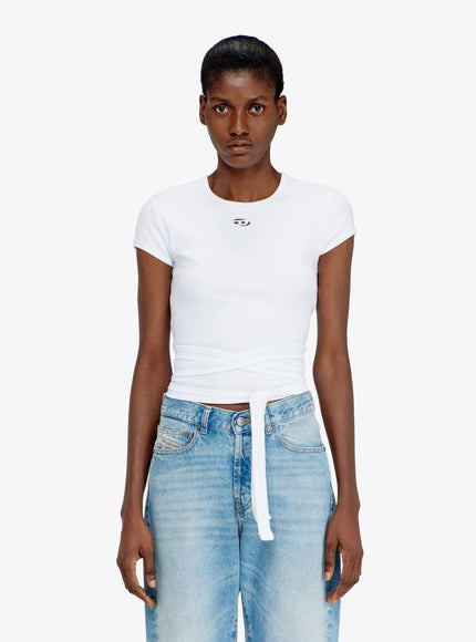 Diesel T-Bunny-Tail-S1 Cotton T-Shirt With Tie Bands