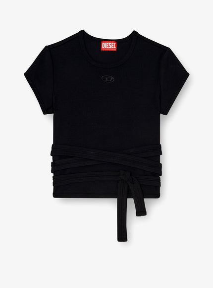 Diesel T-Bunny-Tail-S1 Cotton T-Shirt With Tie Bands Nero