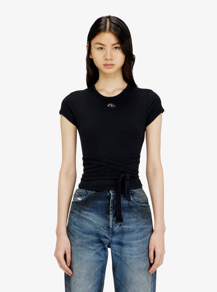 Diesel T-Bunny-Tail-S1 Cotton T-Shirt With Tie Bands