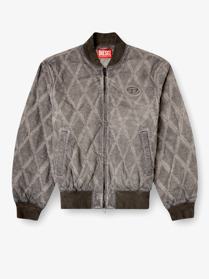 Diesel J-Type-Treat Diamond-Quilted Cotton Blend Jacket Grigio