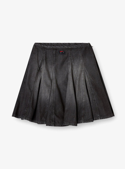 Diesel De-Spiki-S Short Denim Skirt With Washed-Out Effect Nero