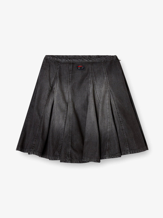 Diesel De-Spiki-S Short Denim Skirt With Washed-Out Effect Nero