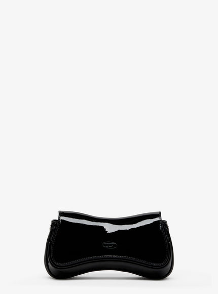Diesel Play Clutch Shiny Leather Shoulder Bag Uni Nero