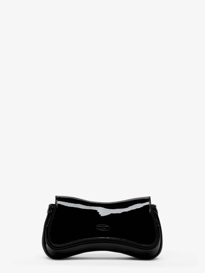 Diesel Play Clutch Shiny Leather Shoulder Bag Uni Nero