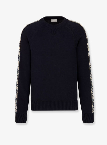 Dior Cotton Sweater With Silk Inserts Bleu