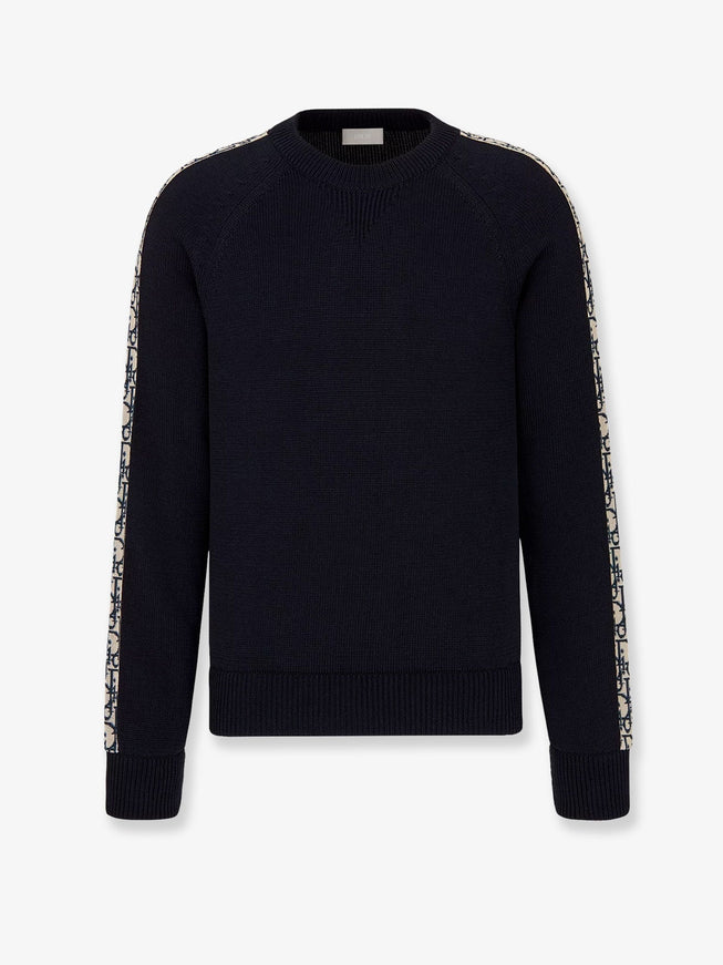 Dior Cotton Sweater With Silk Inserts Bleu
