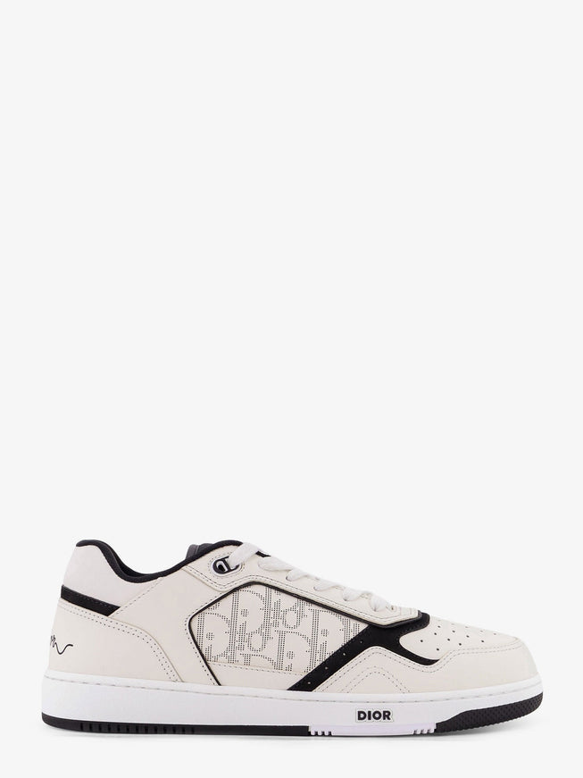 Dior B27 Leather Sneakers With Dior Oblique Logo Print On The Side White Black