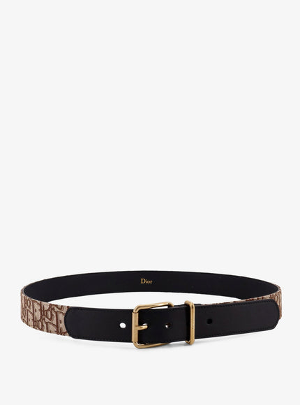 Dior Leather Belt With All-Over Dior Oblique Logo Marron