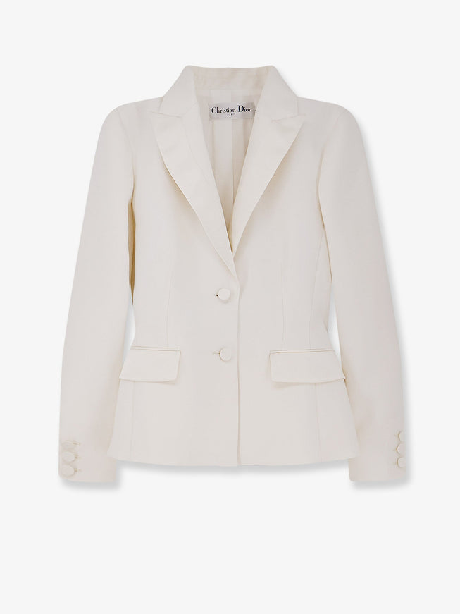 Dior Wool And Silk Blend Jacket Bianco