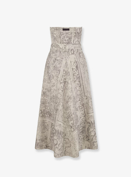 Dior Dior Barocco Cotton And Linen Flared Midi Dress