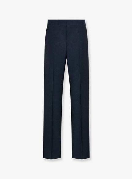 Dior Wool And Mohair Trousers With Satin Details Bleu