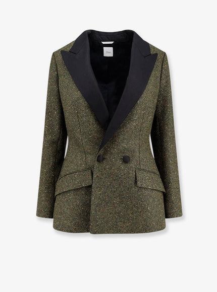 Dior Fitted Silk And Virgin Wool Blend Tweed Blazer Fantaisie