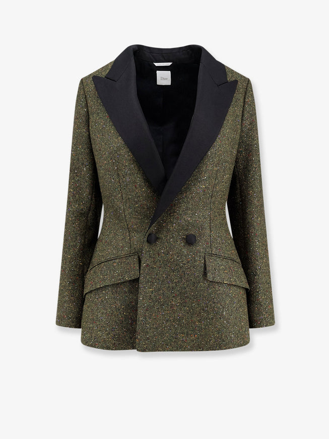 Dior Fitted Silk And Virgin Wool Blend Tweed Blazer Fantaisie