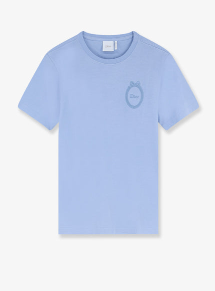Dior Cotton T-Shirt With Dior Médallion Embroidery Bleu
