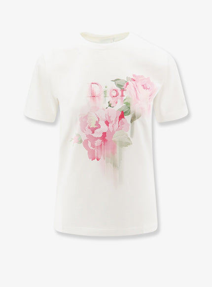 Dior Cotton T-Shirt With Dior Painted Roses Print S Fantaisie