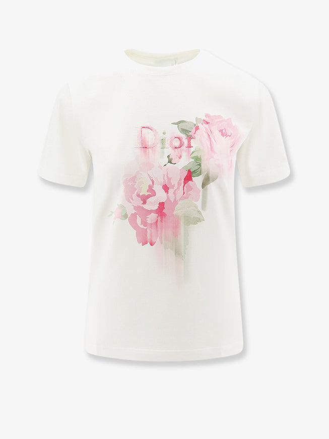 Dior Cotton T-Shirt With Dior Painted Roses Print S Fantaisie