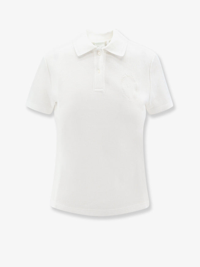 Dior Cotton Blend Polo Shirt With Embroidered Dior Médaillon Logo Blanc