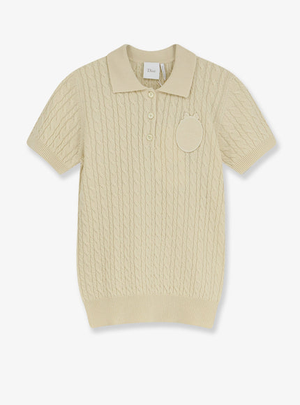 Dior Wool And Cotton Blend Sweater With Embroidered Logo On The Front Jaune