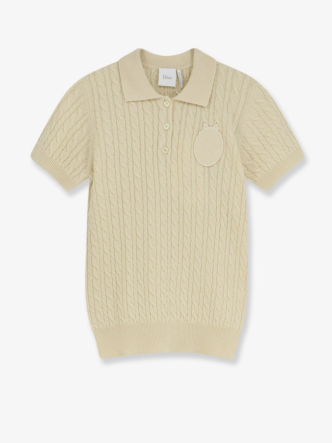 Dior Wool And Cotton Blend Sweater With Embroidered Logo On The Front Jaune