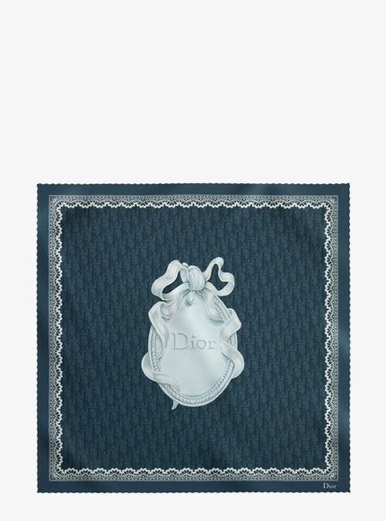 Dior Dior Médaillon 70 Squared Silk Foulard Uni Bleumarine