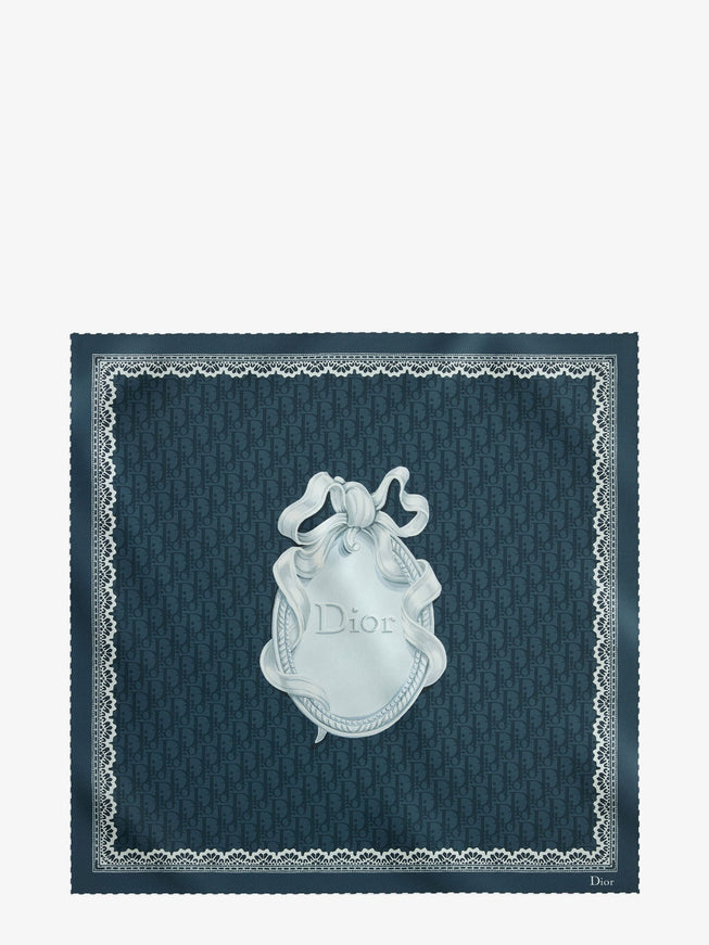 Dior Dior Médaillon 70 Squared Silk Foulard Uni Bleumarine