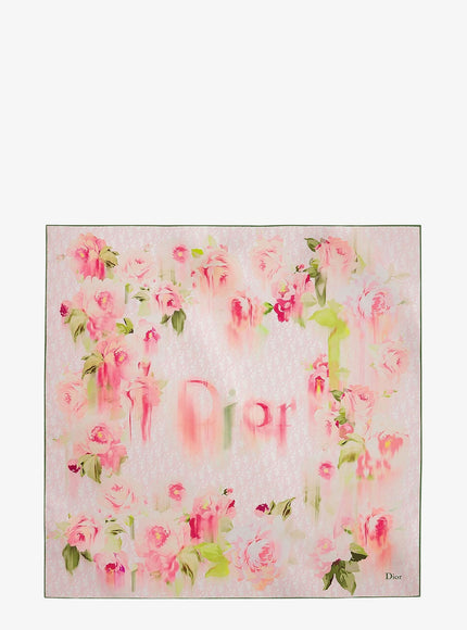 Dior Dior Painted Roses Silk Foulard Uni Rose