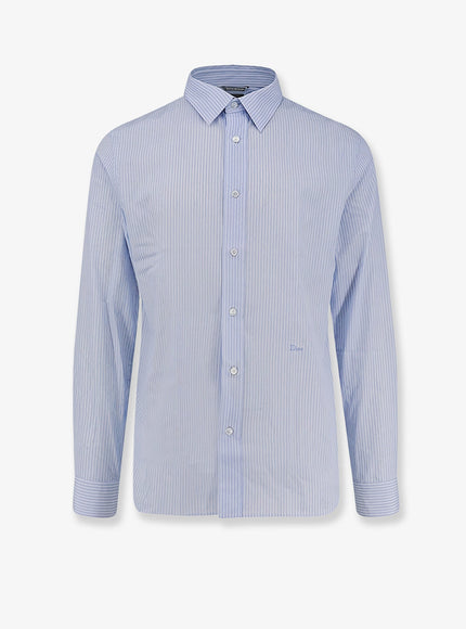 Dior Cotton Shirt With Striped Motif Bleu