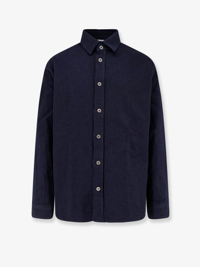 Dior Cotton Shirt With All-Over Dior Oblique Motif Bleu