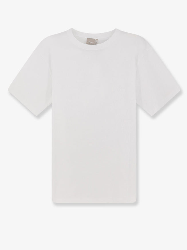 Dior Cotton T-Shirt With Embroidered Logo Blanc