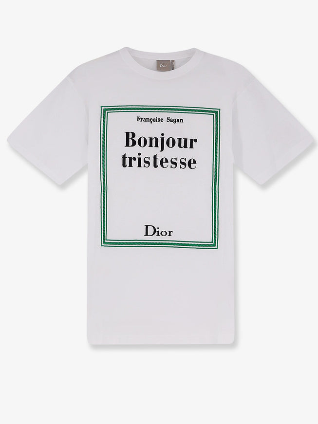 Dior Cotton T-Shirt With Book Cover Embroidery Blanc
