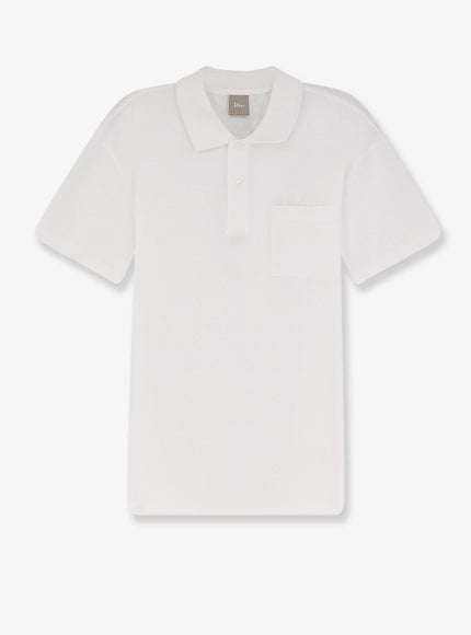 Dior Cotton Polo Shirt With Embroidered Logo Blanc