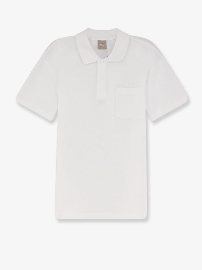 Dior Cotton Polo Shirt With Embroidered Logo Blanc