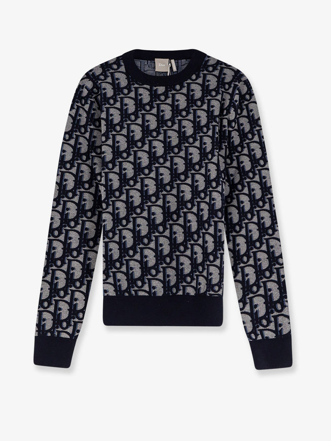 Dior Cotton, Wool And Silk Blend Sweater Bleu