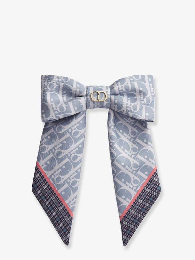 Dior Dior Twist Infini Tartan Print Silk Hair Clip Uni Bleu