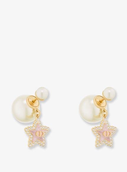 Dior Gold-Finish Metal Earrings With White Resin Pearls Uni Gldoldpp
