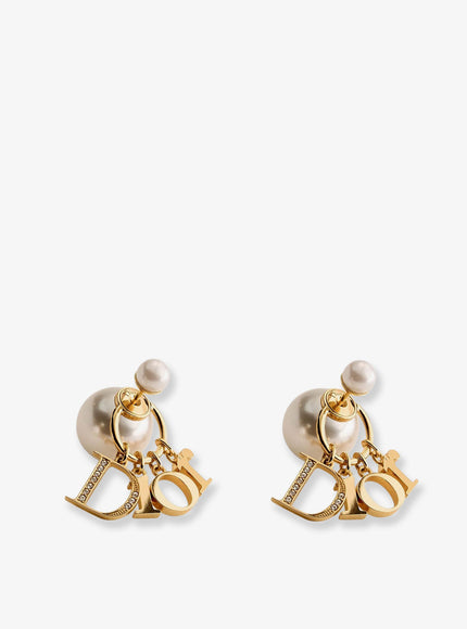 Dior Tribales Metal Earrings With Resin Pearls And Crystals Uni Goldcrystal