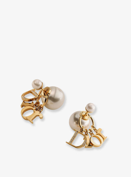 Dior Tribales Metal Earrings With Resin Pearls And Crystals