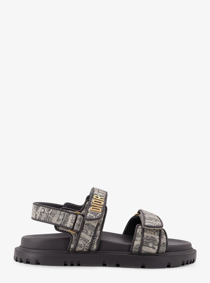 Dior Canvas Dioract Flat Sandals Deep Grey
