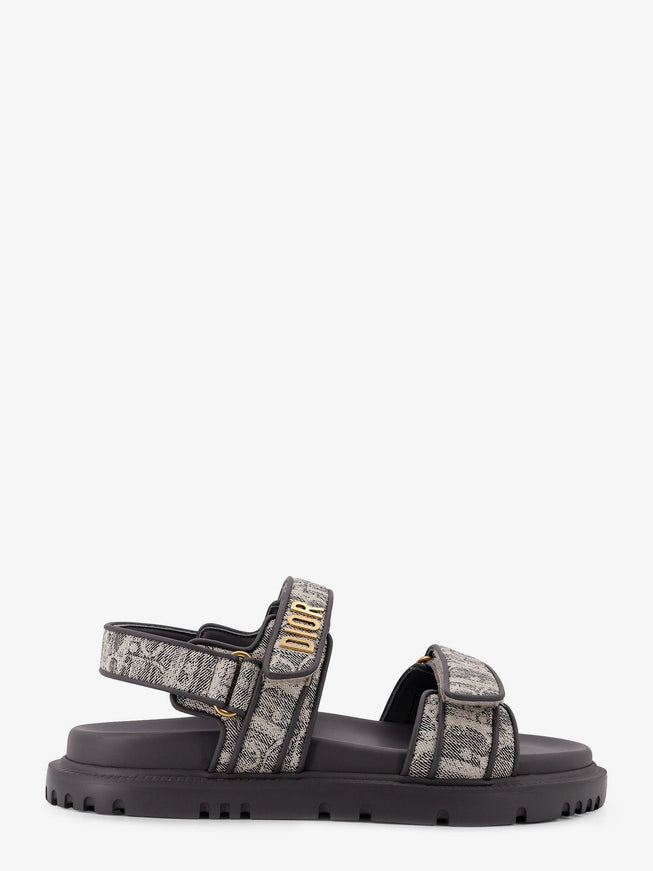 Dior Canvas Dioract Flat Sandals Deep Grey