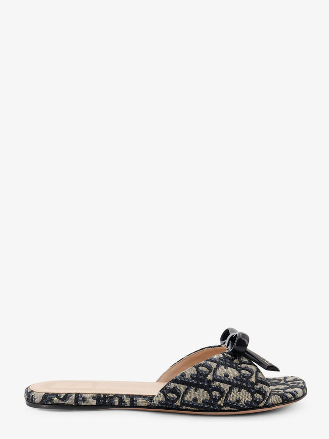 Dior Dior Bow Dior Oblique Fabric Sandals Beige