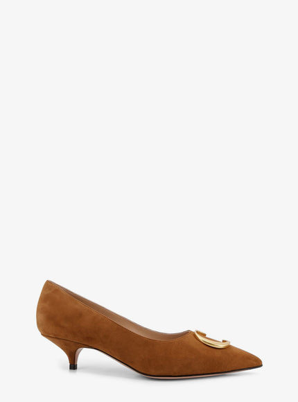 Dior Dior Initials Suede Pumps With Metal Cd Initials Noisette