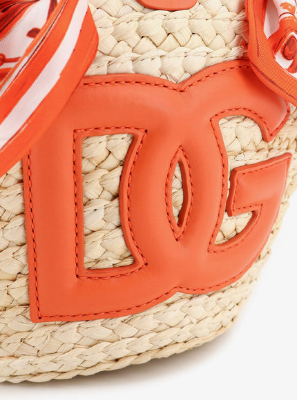 Dolce & Gabbana Maiolica Shoulder Bag In Leather And Raffia