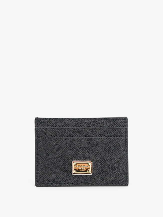 Dolce & Gabbana Hammered Leather Card Holder Uni Nero