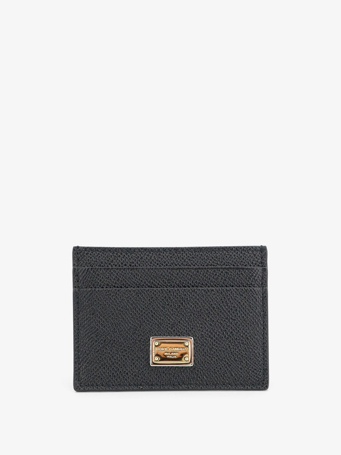 Dolce & Gabbana Hammered Leather Card Holder Uni Nero